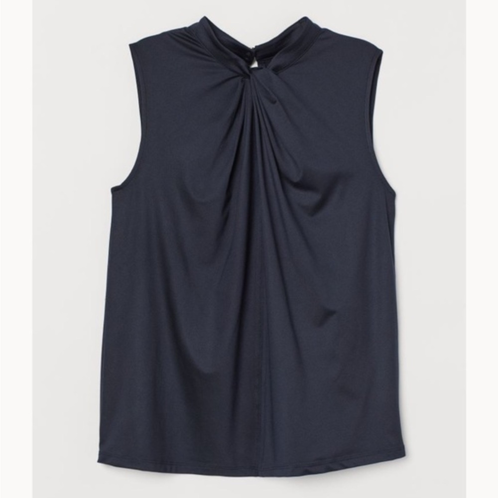 H&M Navy Knot-Detailed Top